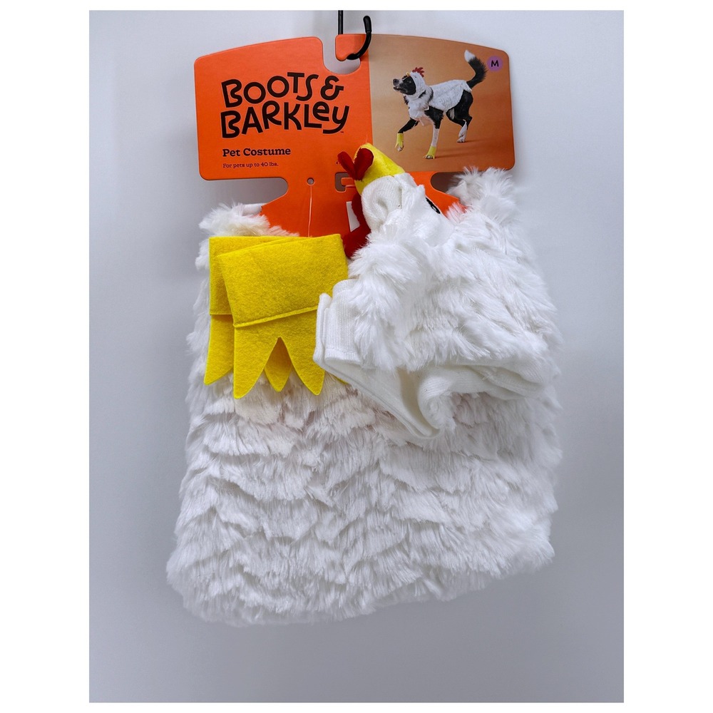 Boots & Barkley Chicken Pet Costume White Faux Fur 4pc Set Medium Up to 40lbs